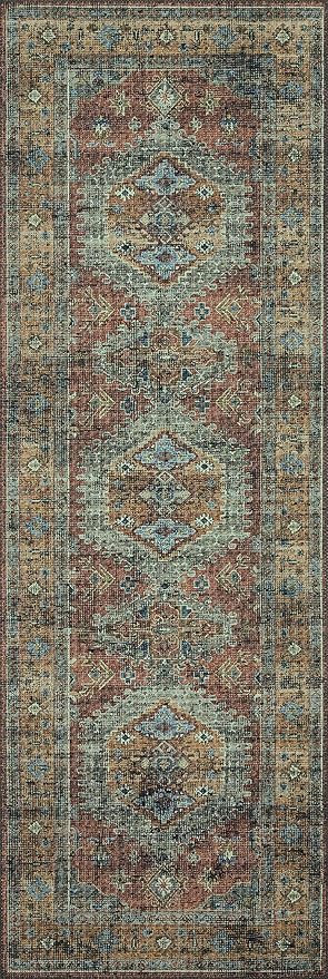 Loloi Skye Collection SKY-07 Terracotta/Sky 2'-0" x 5'-0" Accent Rug - Image 5