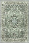 Area Rugs 2'x9' Washable Non-Slip, Floral Vintage Distress Print Pattern by RELEANY