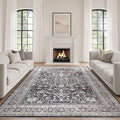 Black Rug Living Room Rugs: 10x12 Washable Boho Large Vintage Moody Soft by LOONGRUG