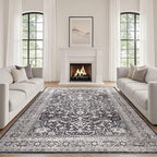Black Rug Living Room Rugs: 10x12 Washable Boho Large Vintage Moody Soft by LOONGRUG