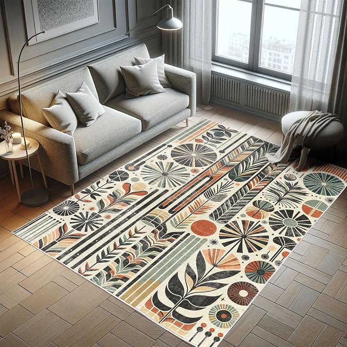 Ambesonne Bohemian Decorative Rug, Retro Mid Century Inspired Abstract Patterns - Image 7