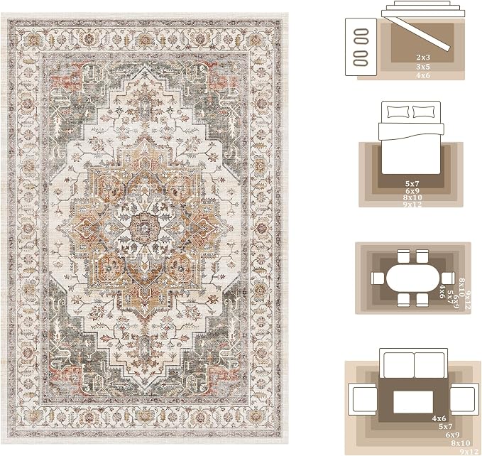 6x9 Area Rugs for Living Room Ultra-Soft Washable Rug Vintage Distressed Boho - Image 8