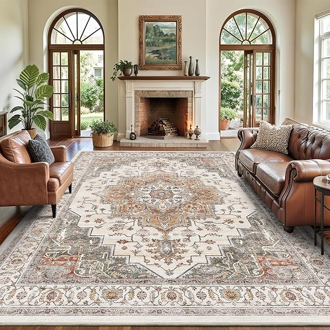 8x10 Area Rugs for Living Room Ultra-Soft Washable Rug Vintage Distressed Boho - Image 2