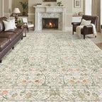 Washable Living Room Rug: 8x10 Boho Floral Soft Area Rug by Ruicharm
