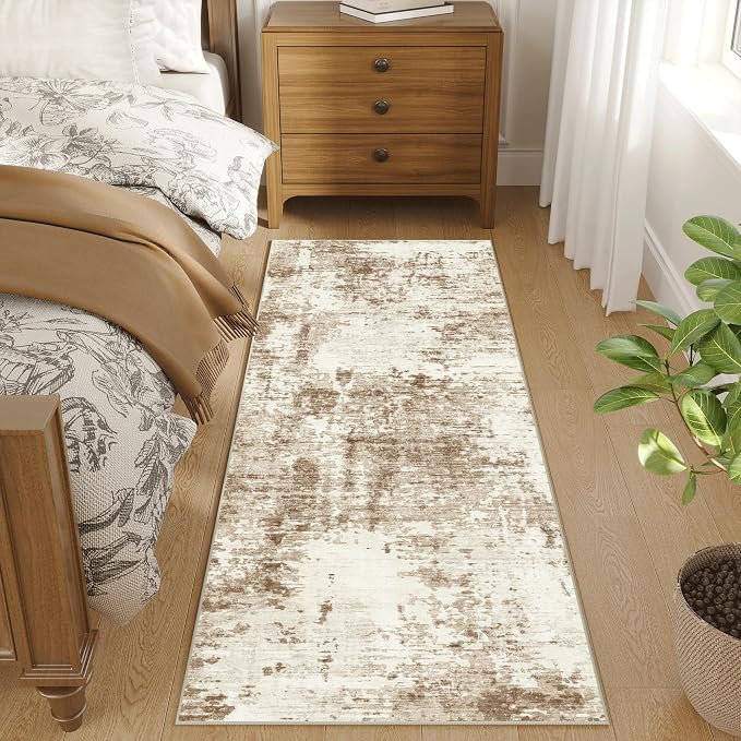 Fmfunctex 2x6 Runner Rug Washable Brown Beige Modern Abstract Entryway Non Slip - Image 2