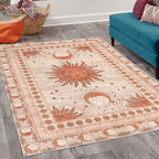 Ambesonne Sun and Moon Decorative Rug, Bohemian Artwork Design of Crescent - Image 2