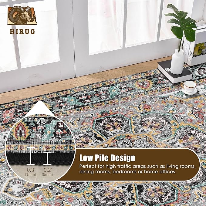 Washable Area Rug 3' x 5 ' Vintage Traditional Persian Mat - Image 5