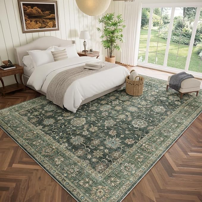 Washable 10x14 Area Rugs for Living Room, Boho Non-Slip Vintage Distress Large - Image 2