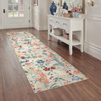 Floral Runner Rug 3x7 Washable Hallway Long Beige Bedroom Carpet Non Slip - Image 5