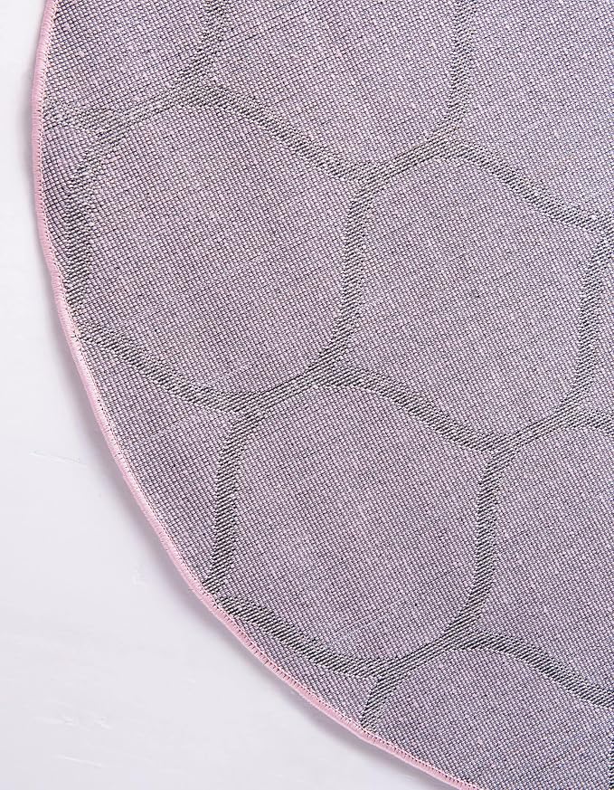 Rugs.com Lattice Frieze Collection Rug – 8' Round Light Pink Medium Rug Perfect - Image 9