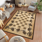Vintage Plaid Area Rug 4x5ft Rustic Cabin Pine Cone Branches Lattice Pattern - Image 3