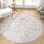jinchan Kalen Round Rug 5ft Area Rug Washable Vintage Indoor Retro Accent - Image 5