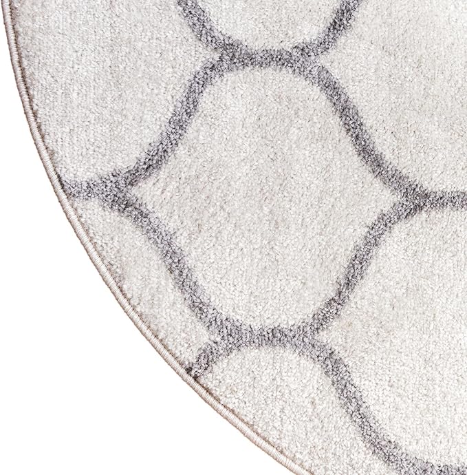 Rugs.com Lattice Frieze Collection Rug – 5' Round Ivory Medium Rug Perfect - Image 6