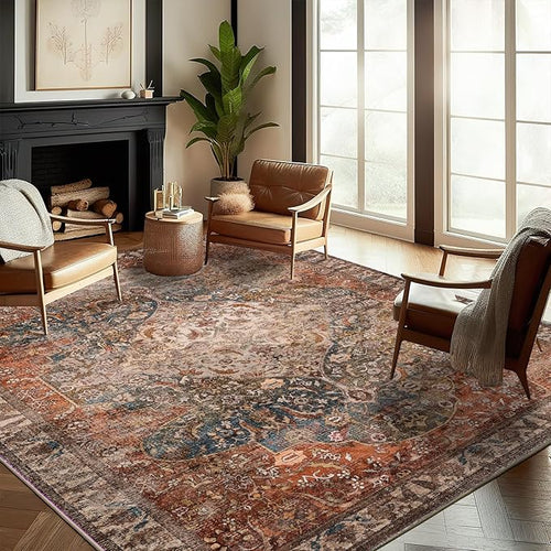 10'x14' Washable Area Rug Boho Chic Medallion Distressed Design Non-Shedding by Unknown
