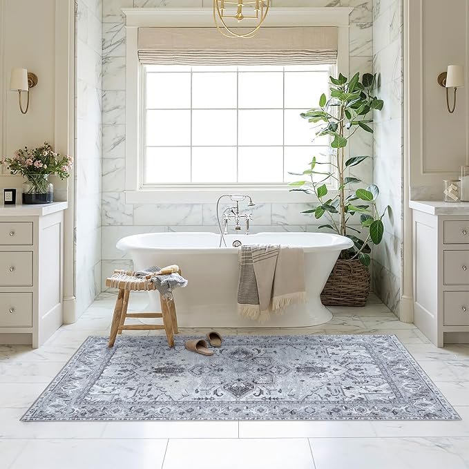 Washable Area Rug. Modern Farmhouse. Vintage. Turkish. Bohemian. Distressed. - Image 9