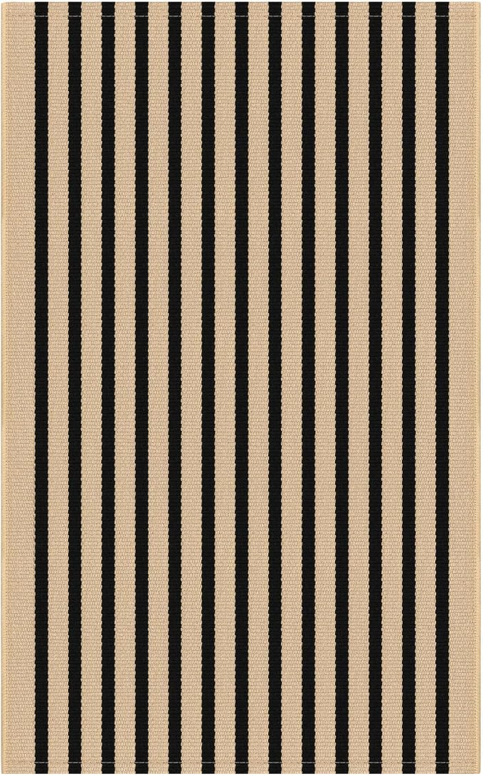 KOZYFLY Brown and Black Striped Porch Rug 2x3 Ft Small Area Rug Cotton Outdoor - Image 9