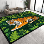Tiger Rugs，5x8ft, Tiger and Green Leaf Print Rug - Image 3