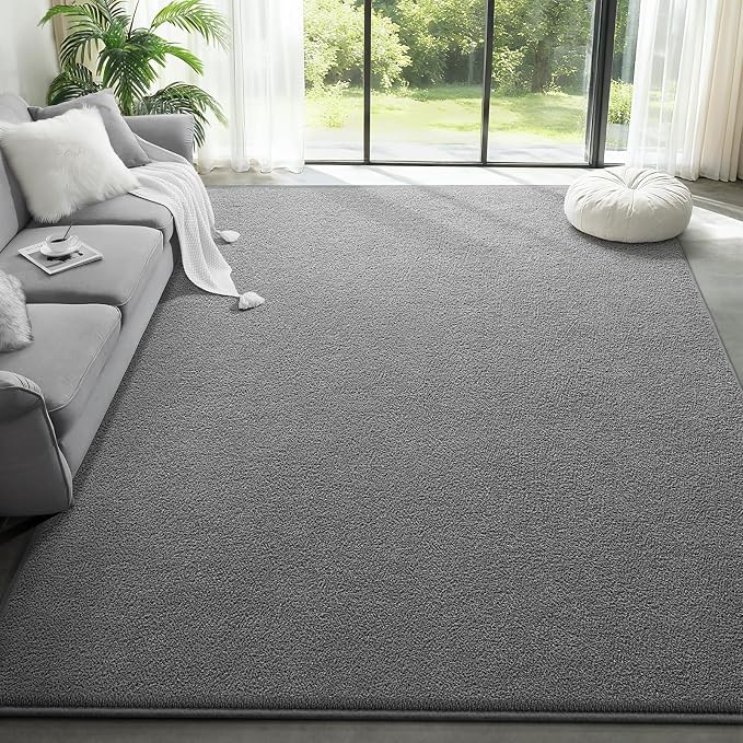 Large Modern Area Rugs for Living Room Bedroom, 6x9 Feet Grey Ultra Soft Solid - Image 2