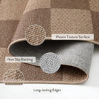 Lahome Checkered Easy Jute Entryway Rug, Washable Rugs 3x5 - Image 5