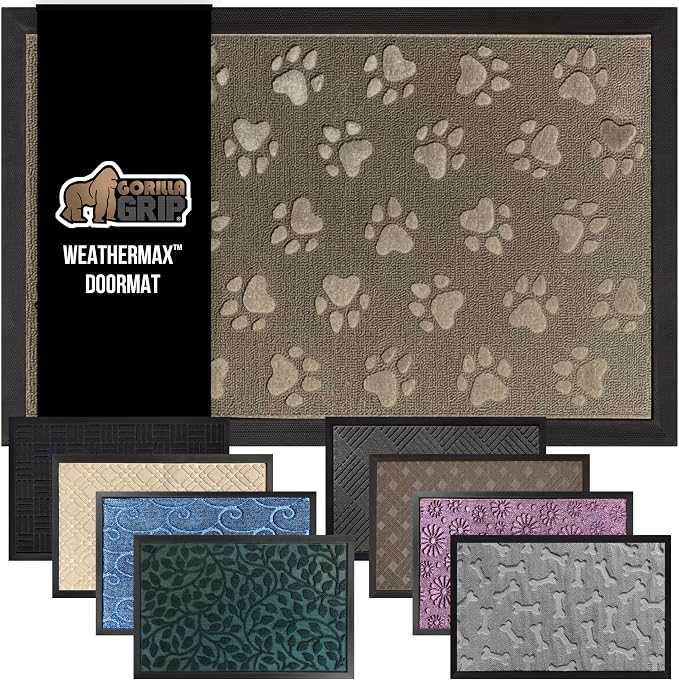 GORILLA GRIP 100% Waterproof All-Season WeatherMax Doormat 35x23, US Designed by GorillaGrip