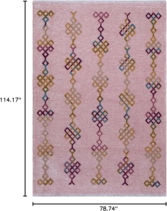 Alfa Rich 7x10 Light Pink Washable Area Rugs - Image 2