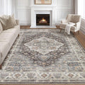 9x12 Area Rug Living Room: Washable Boho Large Neutral Vintage Soft Rugs Stain by LOONGRUG