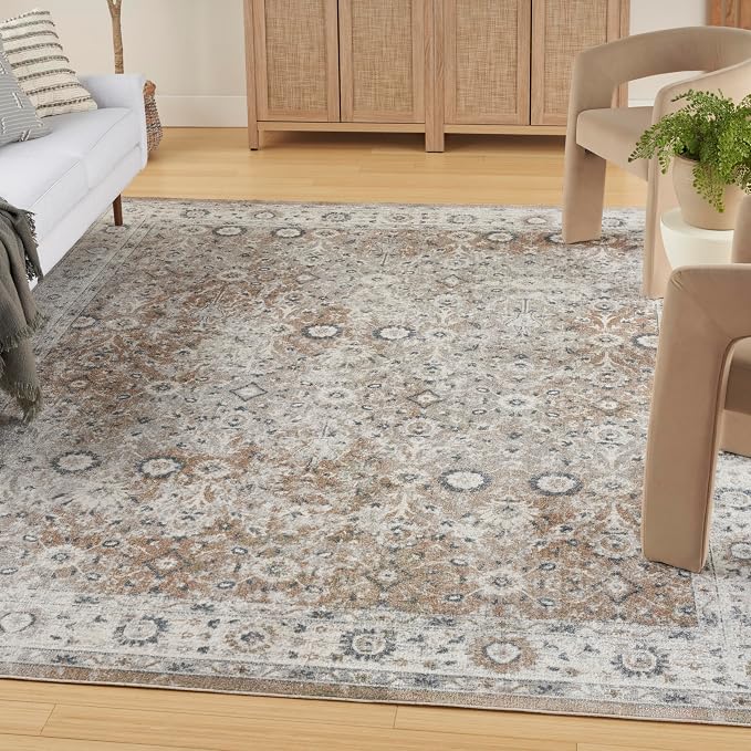 Nourison Home Astra Machine Washable Silver Taupe 6'7" x 9' Area Rug by NourisonHome