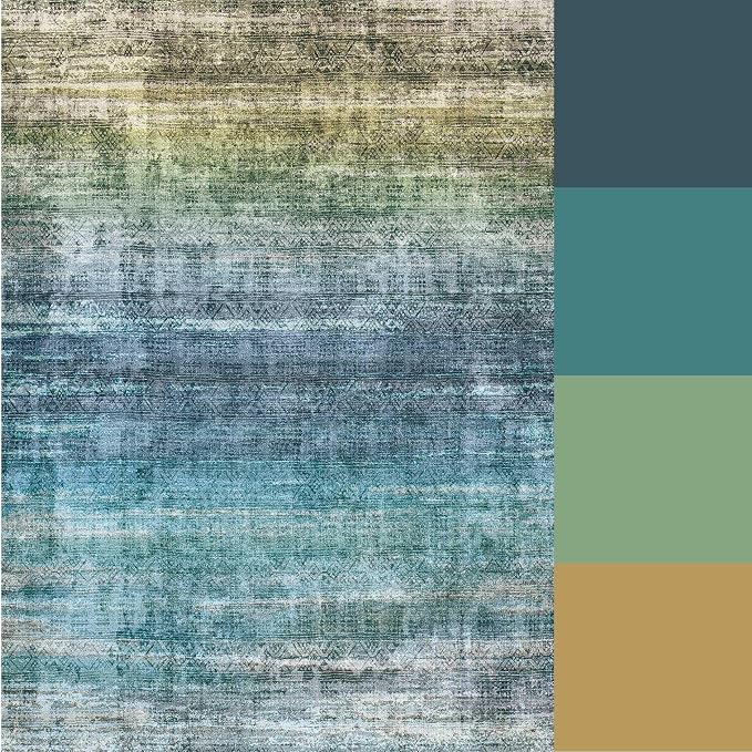 Kokia Abstract Washable Area Rug Living Room Washable 4x6 Non-Slip Stain - Image 9