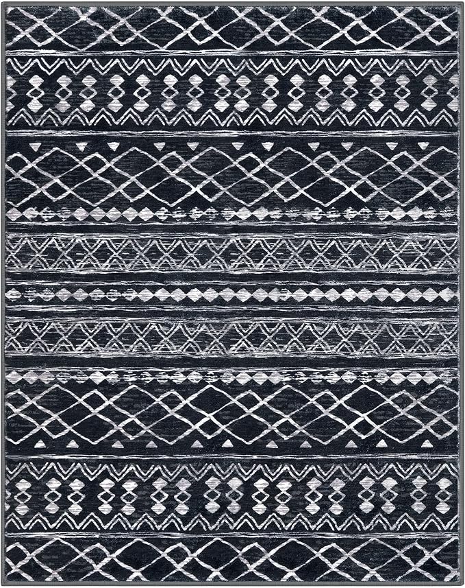 KUTA Area Rug 5x7 Black, Washable Boho Large Living Room Moroccan Rugs Non-Slip - Image 8