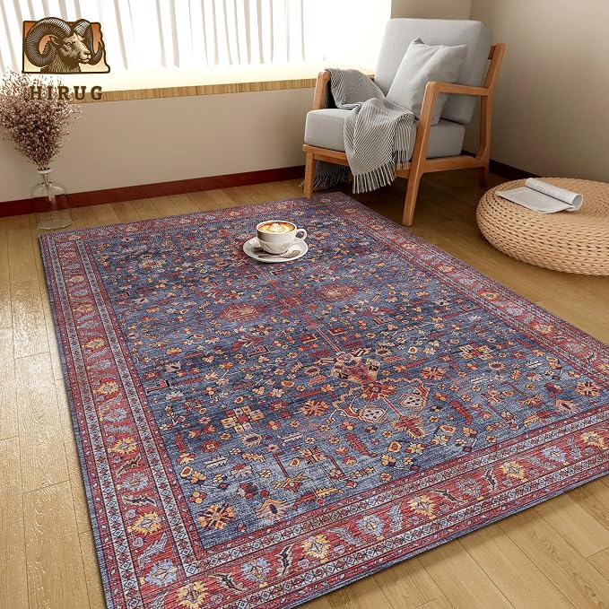 Washable Area Rug 8' x 10' Vintage Traditional Persian Mat - Image 4