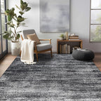 Black and White Rug for Living Room, Washable Abstract Modern Boho Dark 5x7 - Image 5