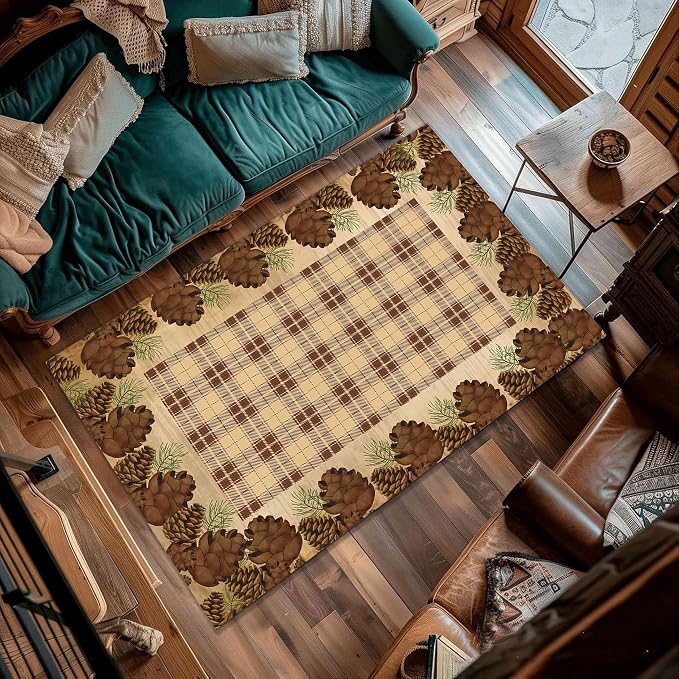 Cabin Pine Cones Area Rug 5x8ft - Image 4