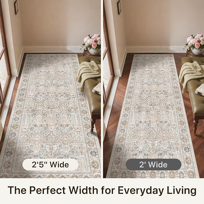 Bavni 2'6''x6 Rug Runners for Hallways, Washable Runner Rug Non Slip, Vintage - Image 6