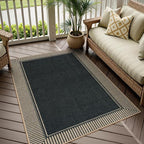 Moynesa Striped Border Easy Jute Outdoor Patio Rug 3x5, Washable Entryway Rug - Image 2
