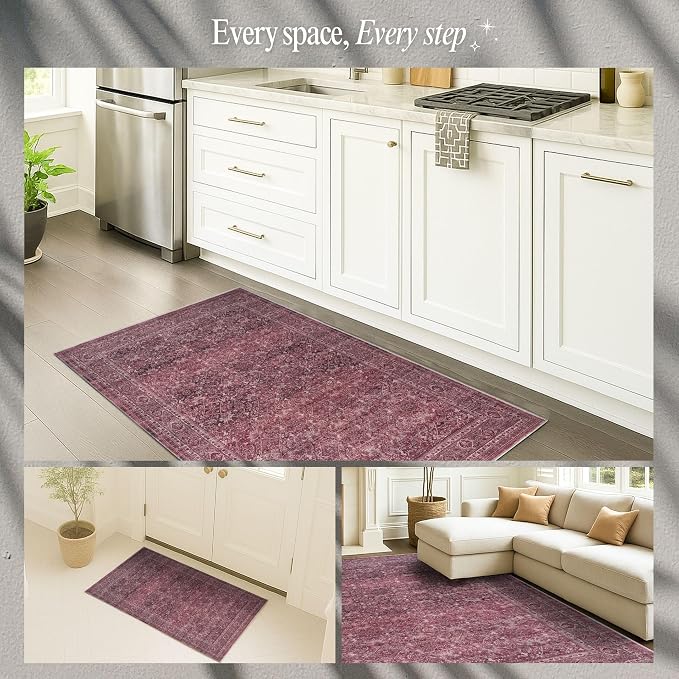 Fame Rugs Turkish Rug. Washable Vintage Oriental Antique Inspired Traditional - Image 5