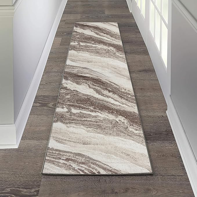 LUXE WEAVERS Lagos Collection 7983 Brown 2x7 Art Deco Geometric Area Rug - Image 2