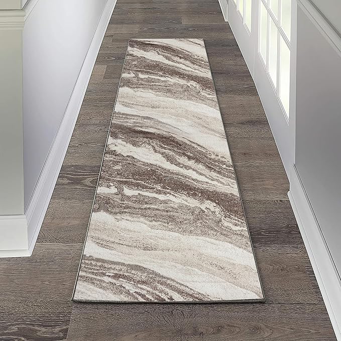 LUXE WEAVERS Lagos Collection 7983 Brown 2x7 Art Deco Geometric Area Rug by LuxeWeavers