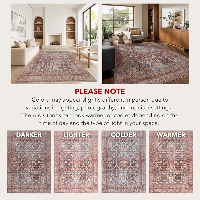 Kuden 5x7 Area Rug, Machine Washable Area Rug - Image 9