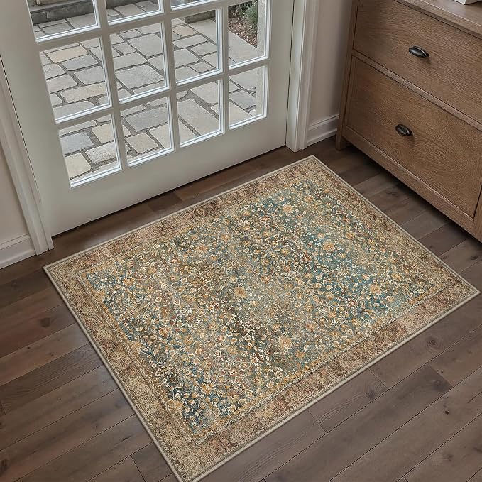Entryway Area Rug 2x3 Washable Vintage Carpet Non Slip Indoor Kitchen Door Mat - Image 4