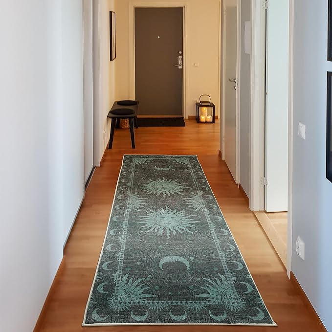 Ambesonne Sun and Moon Decorative Rug, Bohemian Artwork Design of Crescent by Ambesonne