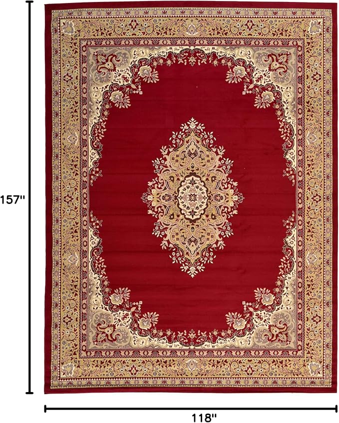 Unique Loom Reza Collection Traditional Persian Style Area Rug, 9 ft 10 in x 13 - Image 2
