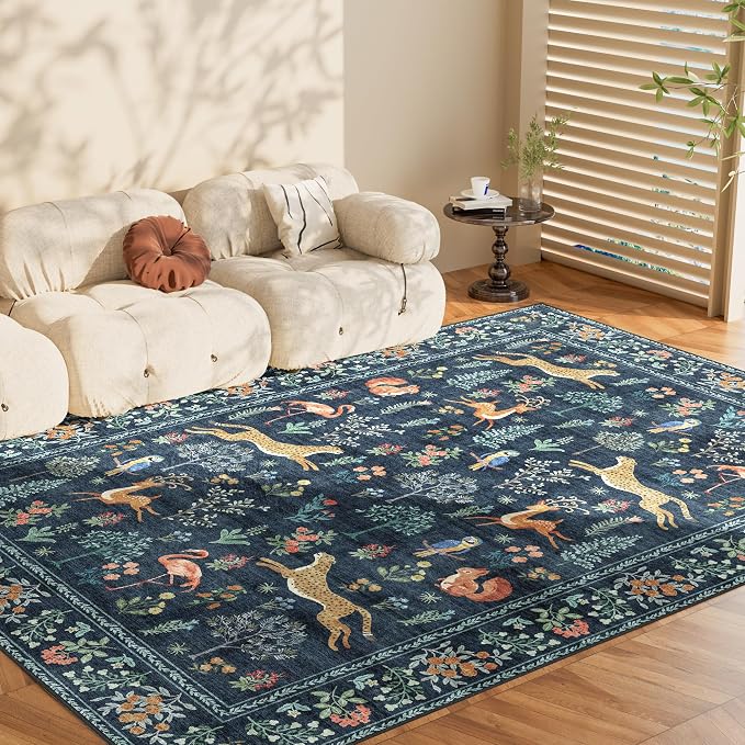 DUKINO 5x7 Rug, Washable Animal Living Room Rug - Image 8