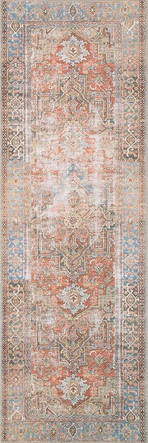 Loloi Loren Collection LQ-15 Terracotta/Sky 3'-6" x 5'-6" Accent Rug - Image 7
