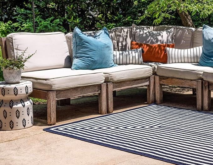 Unique Loom Sabrina Soto Outdoor Collection Geometric, Carved Area Rug - Image 2