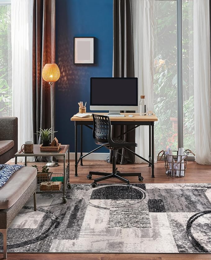 Rugshop Contemporary Circle Design Area Rug, Fade-Resistant Carpet - Image 6