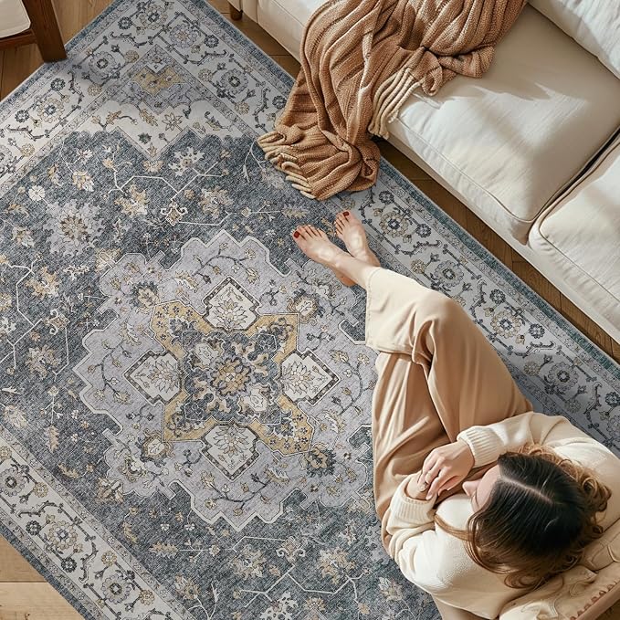 jinchan Runner Rug 3x8 Vintage Hallway Runner Boho Washable Rug Floral - Image 7