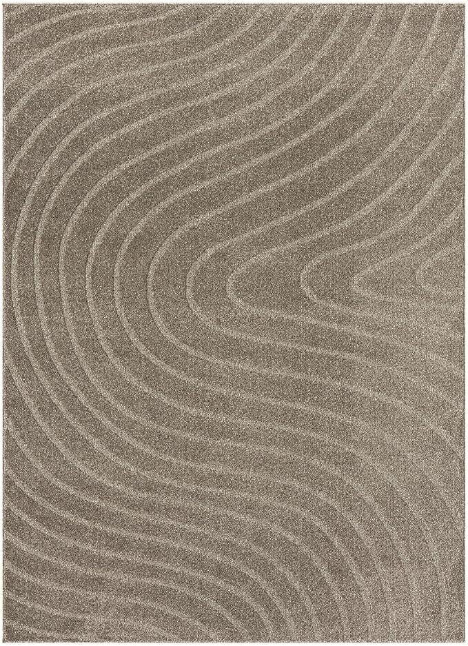 LUXE WEAVERS Modern Geometric Wave Taupe 2x3 Area Rug - Image 2