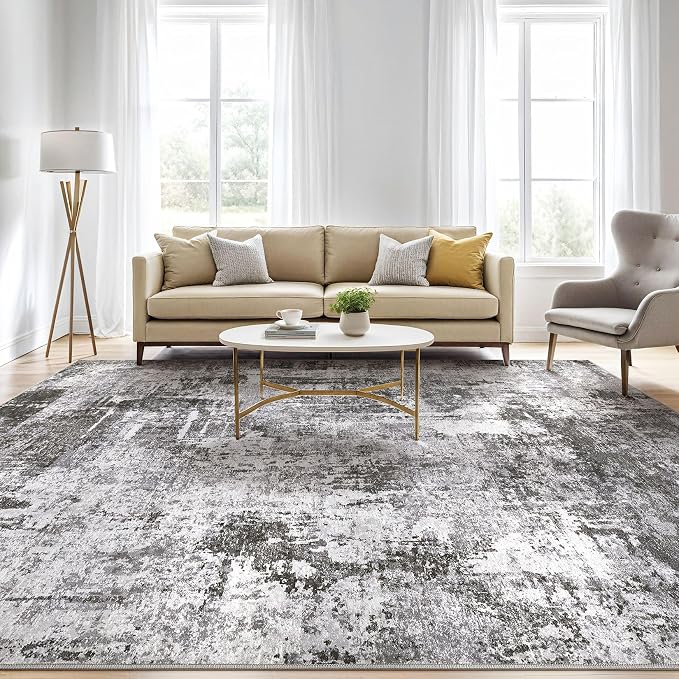 6x9 Area Rugs Living Room: Large Washable Abstract Modern Soft Rug Stain - Image 5