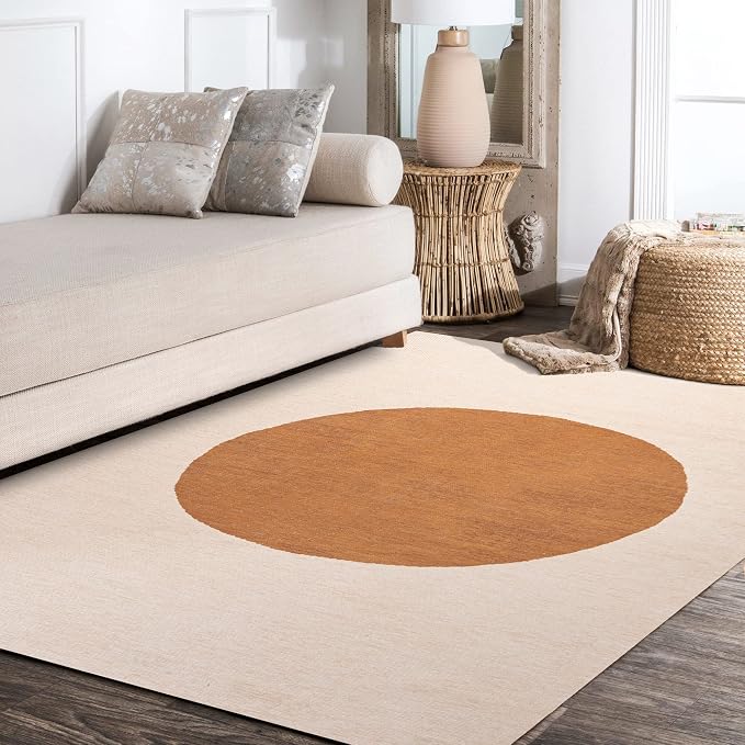 JONATHAN Y Machine Washable Indoor Area Rug 9X12 Cream/Terracotta, Cirkel - Image 2