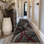 Rugshop Modern Wavy Circles Design Non-Shedding Runner Rug, Carpet by Rugshop